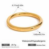 LOIREE - YORK Classic Round Bangle Bracelet - Gold Plated Stainless Steel