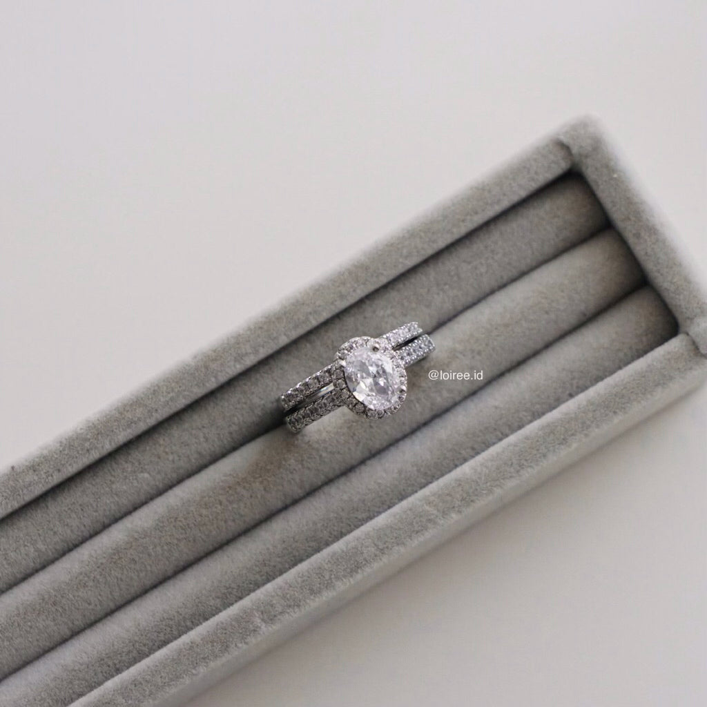 PERRY Zirconia Oval Engagement Ring Set - Wedding