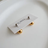 LOIREE - MANON Double Metal Ball Earrings - Gold Plated Stainless Steel