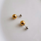 LOIREE - MANON Double Metal Ball Earrings - Gold Plated Stainless Steel