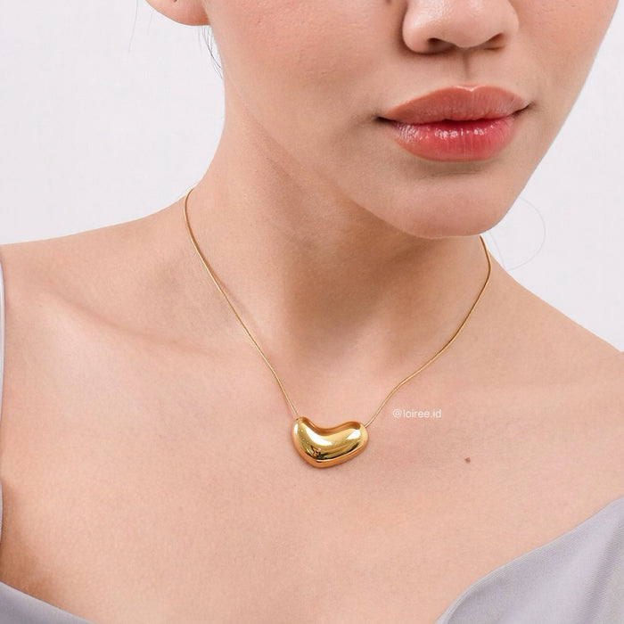 LOIREE - GILDA Irregular Heart Chain Pendant Necklace - Gold Plated Stainless Steel