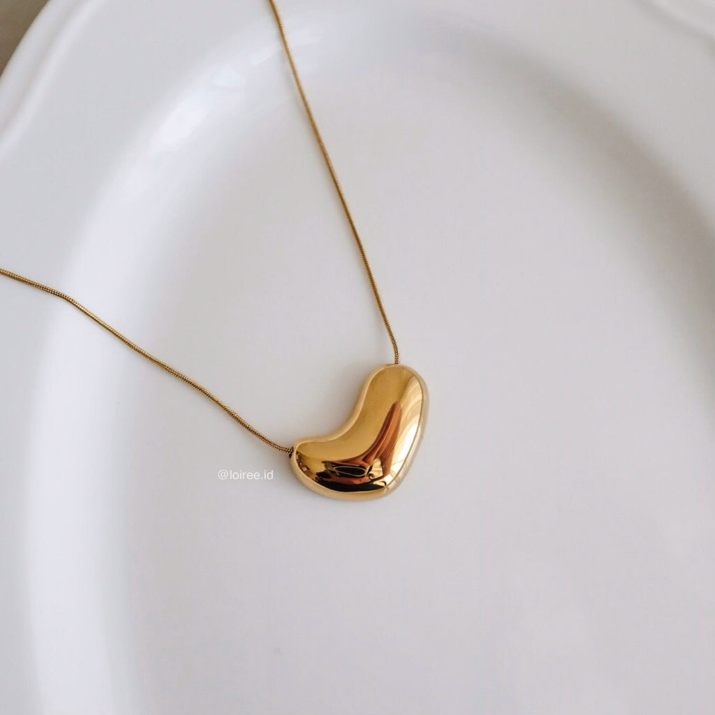 LOIREE - GILDA Irregular Heart Chain Pendant Necklace - Gold Plated Stainless Steel