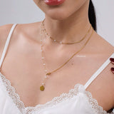 LOIREE - LAYNE Pearl Snake Chain Necklace - Gold Plated Stainless Steel