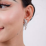 ELLOWYN Zirconia Marquise Bridal Necklace and Earrings Set - Wedding