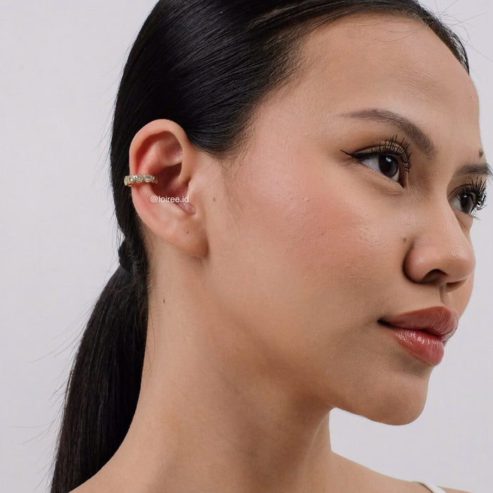 LOIREE - MARSH Zirconia Earclip Earcuff - Gold Plated Stainless Steel