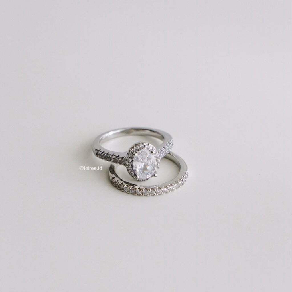 PERRY Zirconia Oval Engagement Ring Set - Wedding
