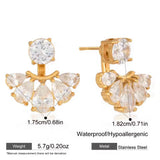 LOIREE - HERA Zirconia Stud Earrings - Gold Plated Stainless Steel
