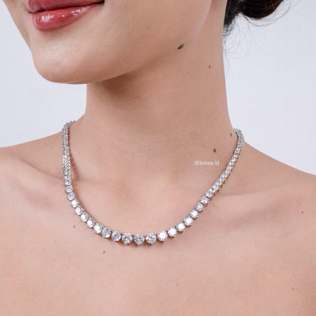 CECILIE Zirconia Listring Bridal Necklace and Earrings Set - Wedding