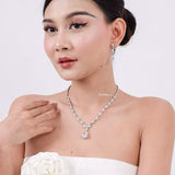 BEATRICE Zirconia Teardrop Bridal Necklace and Earrings Set - Wedding