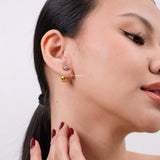 LOIREE - MANON Double Metal Ball Earrings - Gold Plated Stainless Steel