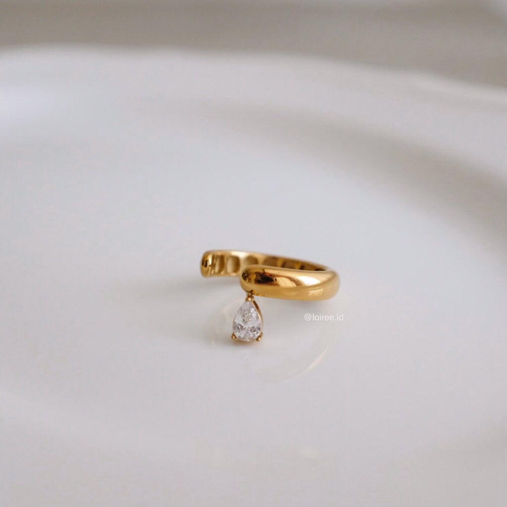 LOIREE - TOVE Teardrop Open Ring - Gold Plated Stainless Steel