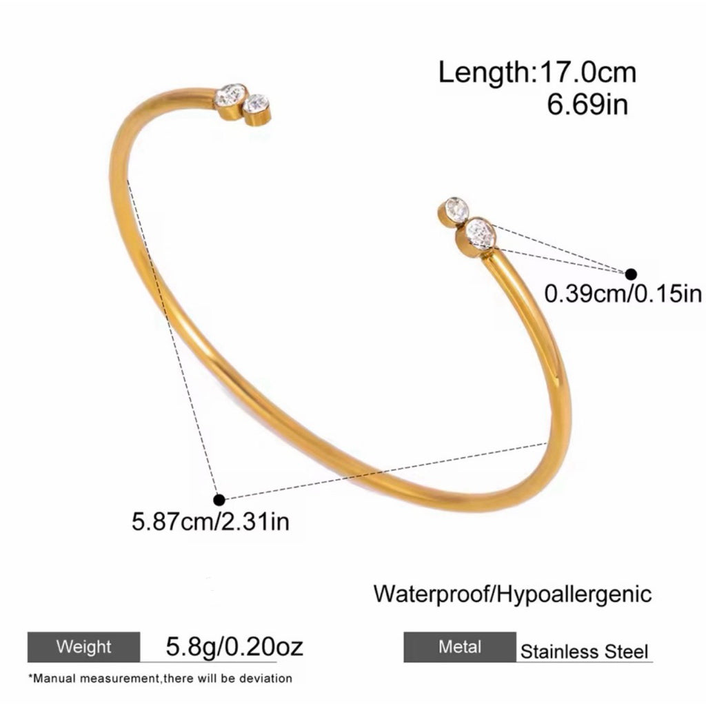 LOIREE - ROAN Cuff Bangle Bracelet - Gold Plated Stainless Steel