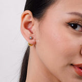 LOIREE - MANON Double Metal Ball Earrings - Gold Plated Stainless Steel