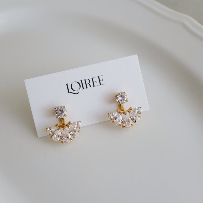 LOIREE - HERA Zirconia Stud Earrings - Gold Plated Stainless Steel