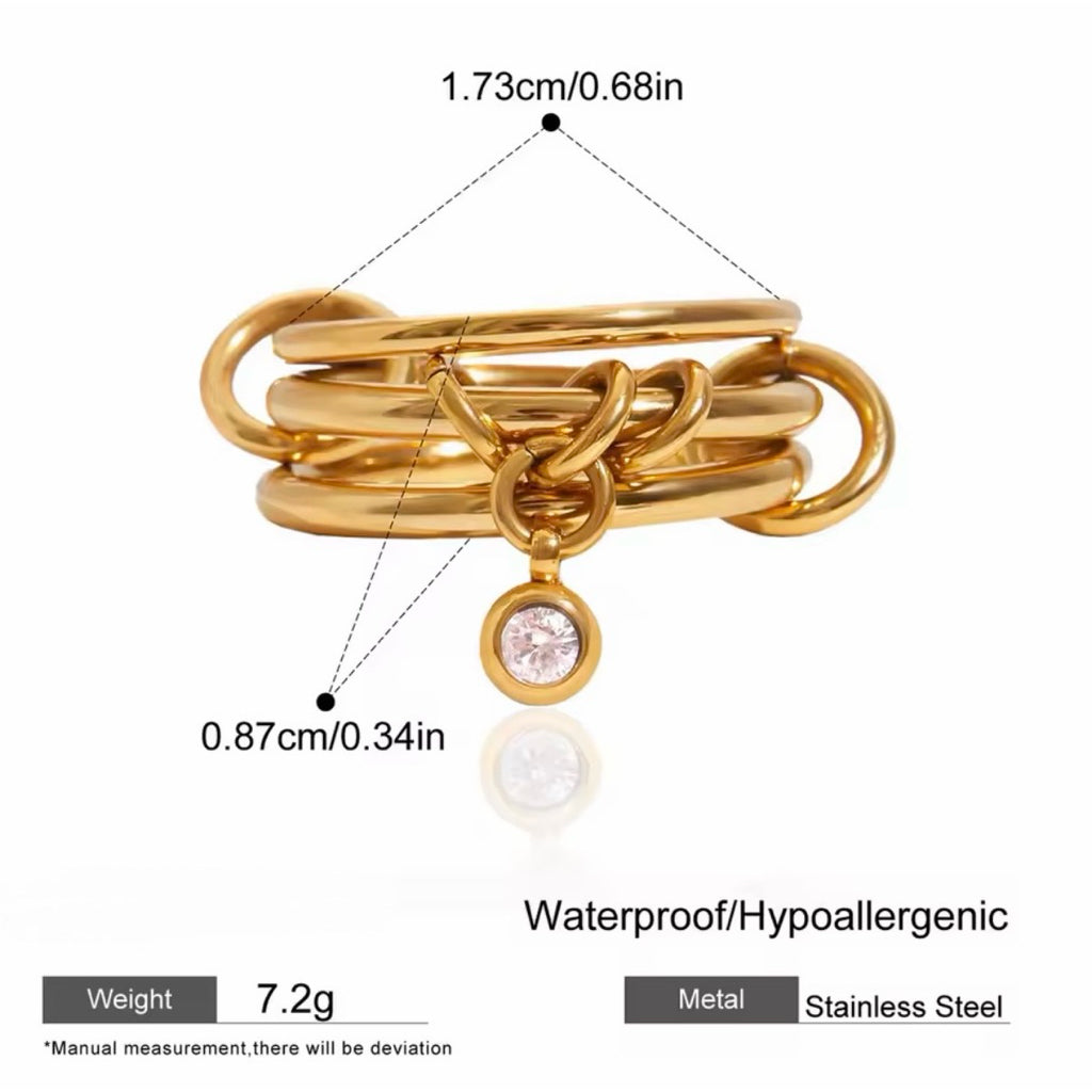 LOIREE - LANCE Multi-Layer Stacking Ring - Gold Plated Stainless Steel