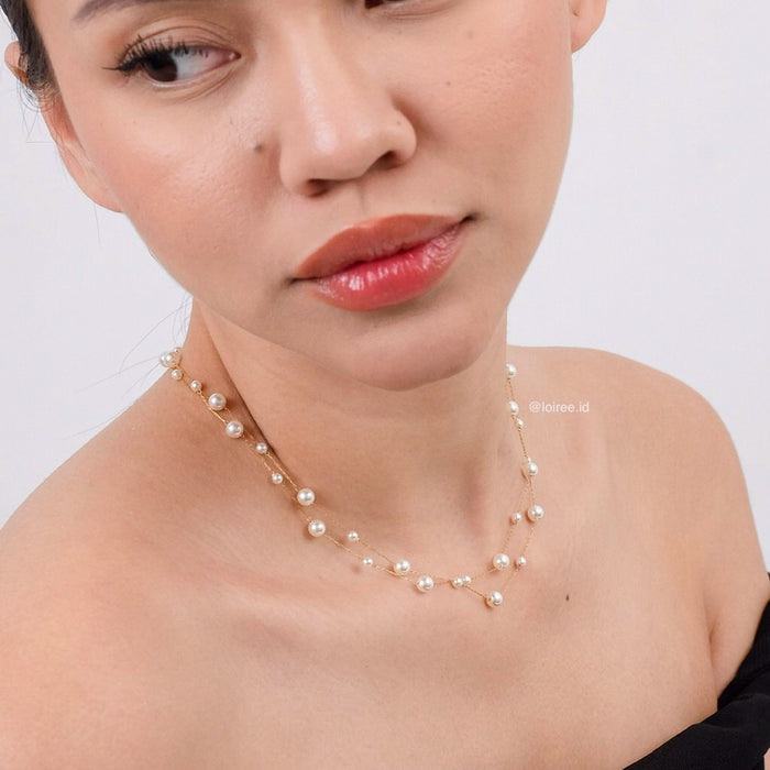 LOIREE - SIENNA Twisted Pearl Chain Necklace - Gold Plated Stainless Steel