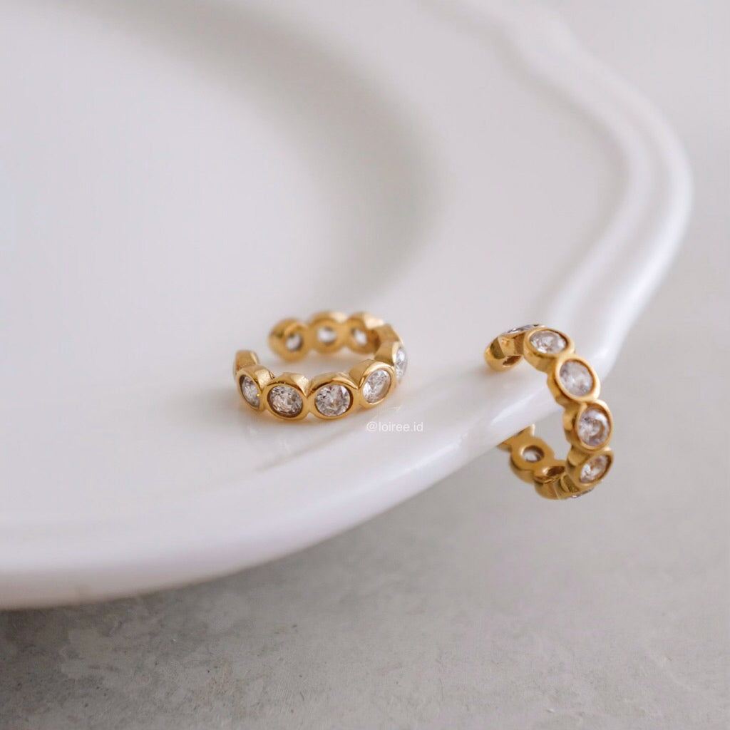 LOIREE - MARSH Zirconia Earclip Earcuff - Gold Plated Stainless Steel