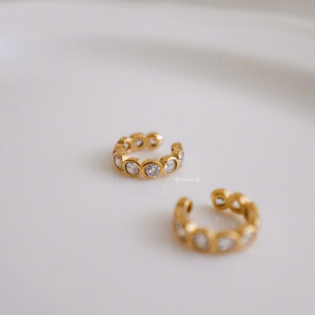 LOIREE - MARSH Zirconia Earclip Earcuff - Gold Plated Stainless Steel