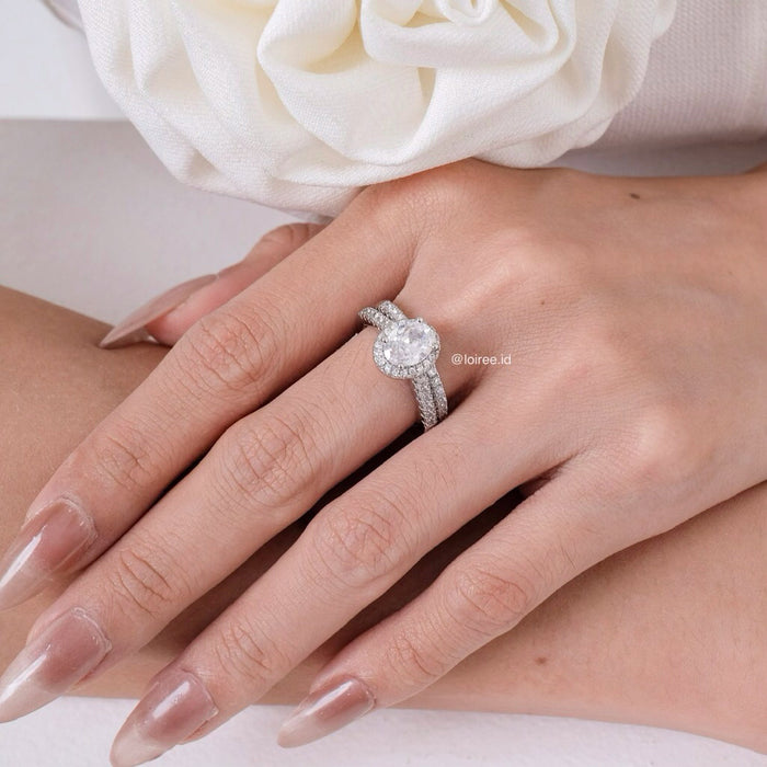 PERRY Zirconia Oval Engagement Ring Set - Wedding