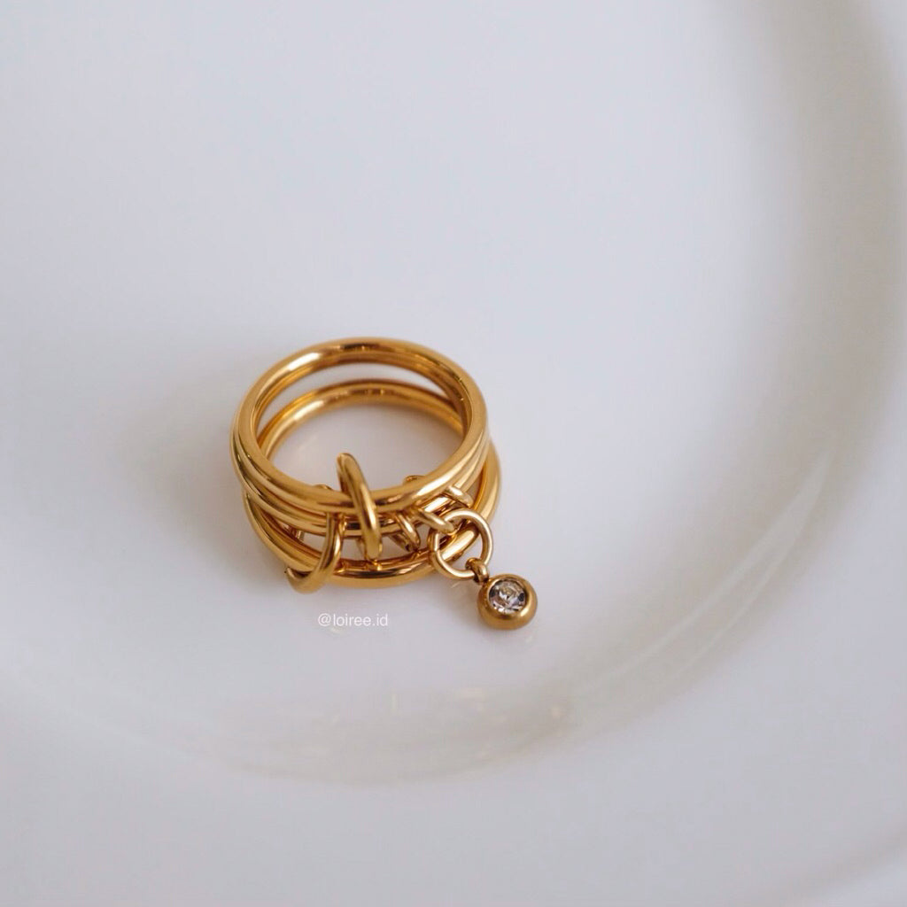 LOIREE - LANCE Multi-Layer Stacking Ring - Gold Plated Stainless Steel