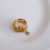 LOIREE - LANCE Multi-Layer Stacking Ring - Gold Plated Stainless Steel