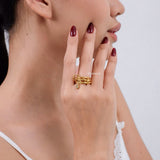 LOIREE - LANCE Multi-Layer Stacking Ring - Gold Plated Stainless Steel