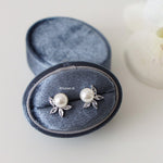 AXELA | Wedding Collection - Zirconia Pearl Stud Bridal Earrings - Anting Wanita