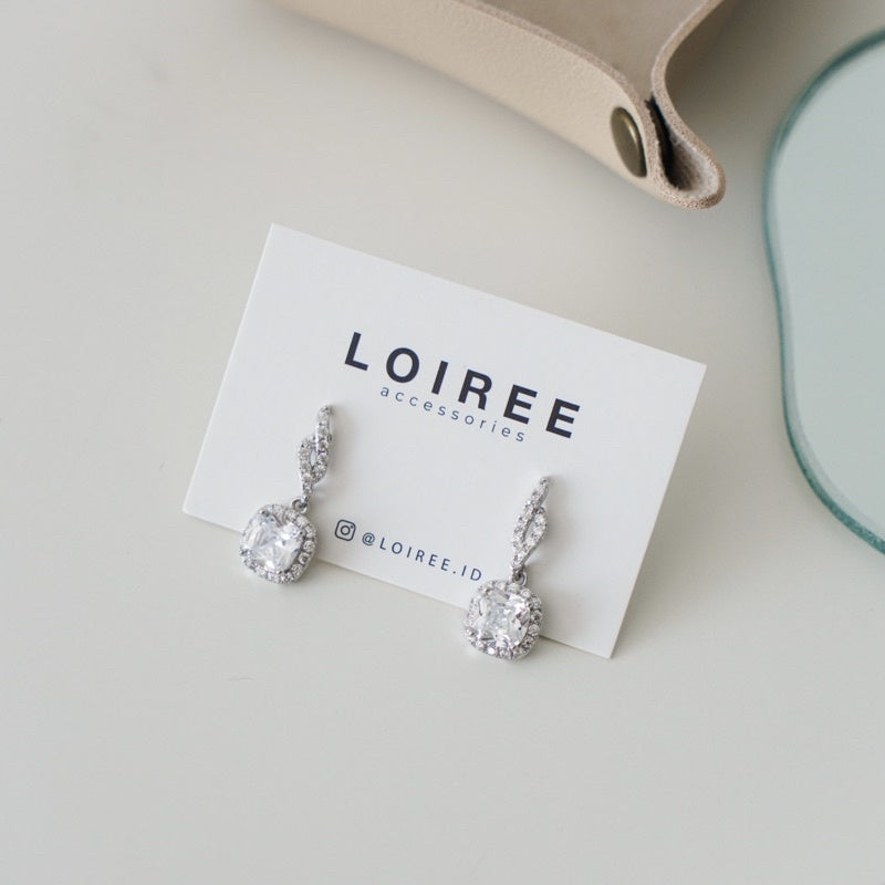 LYSTIA | Wedding Collection - Zirconia Cushion Dangle Stud Bridal Earrings - Anting Wanita