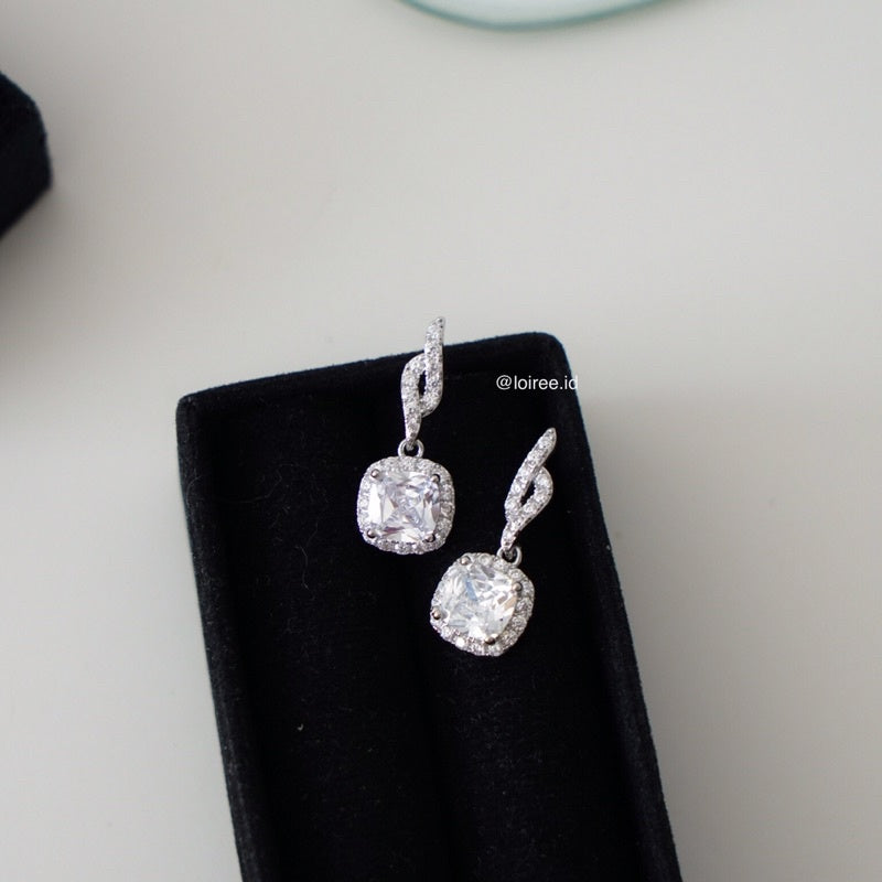 LYSTIA Zirconia Cushion Dangle Stud Bridal Earrings - Wedding
