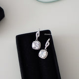 LYSTIA Zirconia Cushion Dangle Stud Bridal Earrings - Wedding