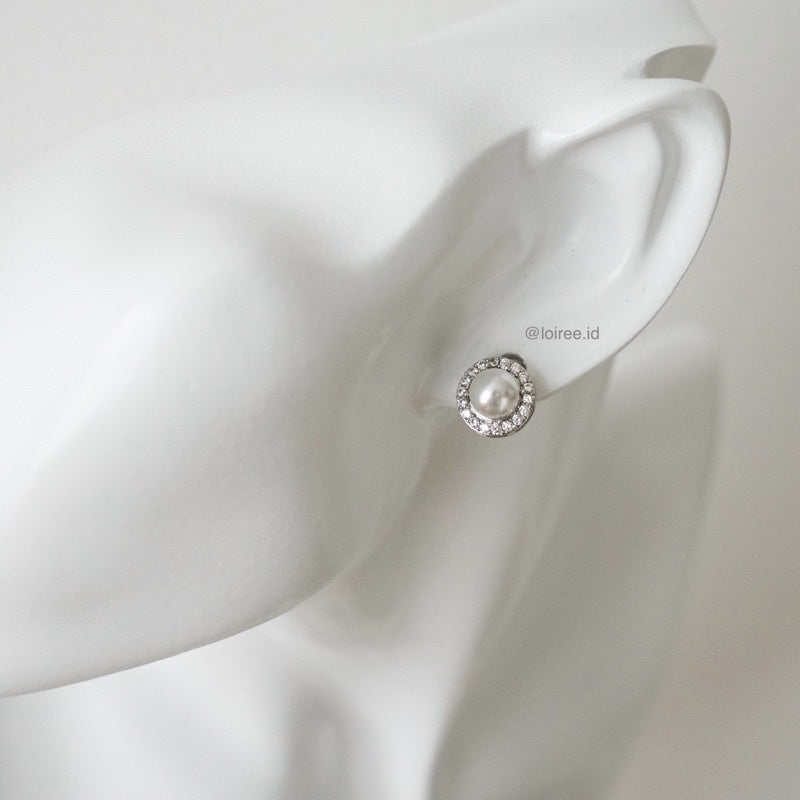 LUNE Zirconia Pearl Daily Stud Earrings - Wedding