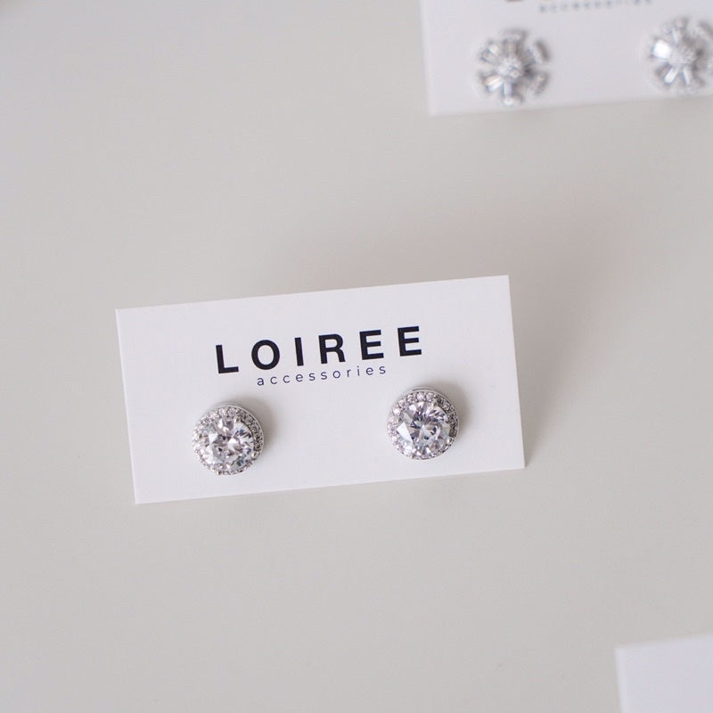 DIANA Zirconia Round Stud Earrings - Wedding