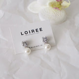 LILOU | Wedding Collection - Zirconia Solitaire Pearl Stud Bridal Earrings - Anting Wanita