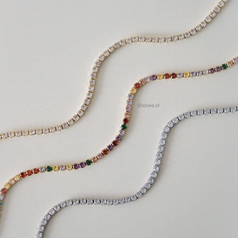 ANGELINE Zirconia Tennis 3mm Necklace - Gold Plated