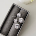 JILL | Wedding Collection - Zirconia Round Halo Drop Stud Earrings - Anting Tusuk Bridal Wanita