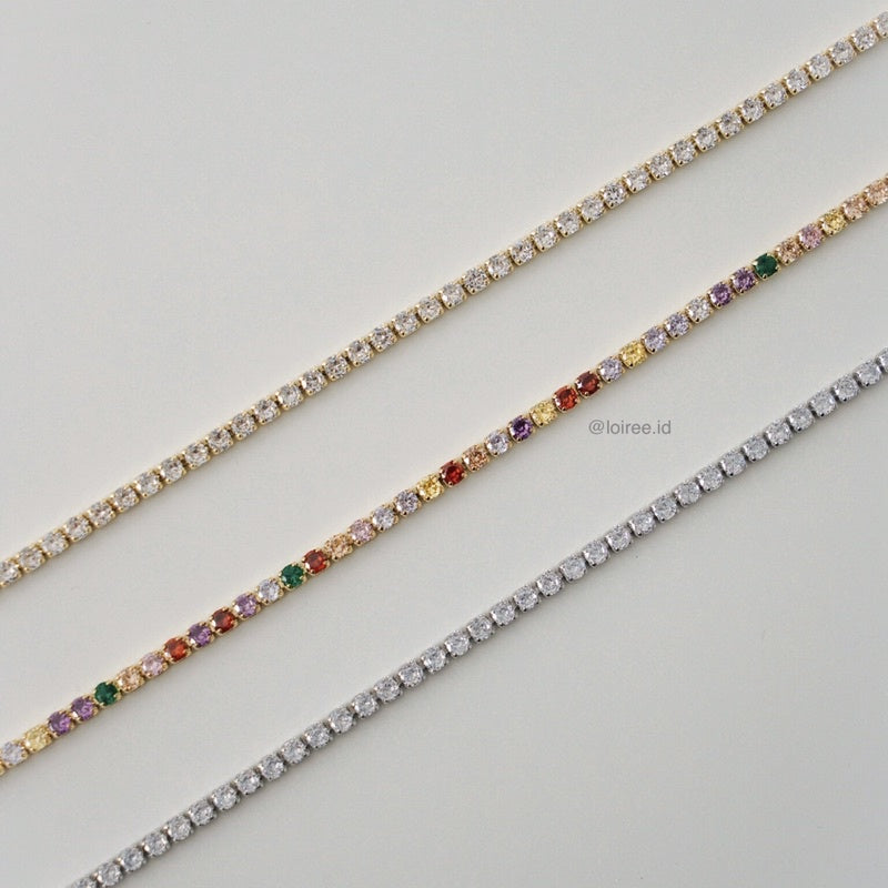 ANGELINE Zirconia Tennis 3mm Necklace - Gold Plated