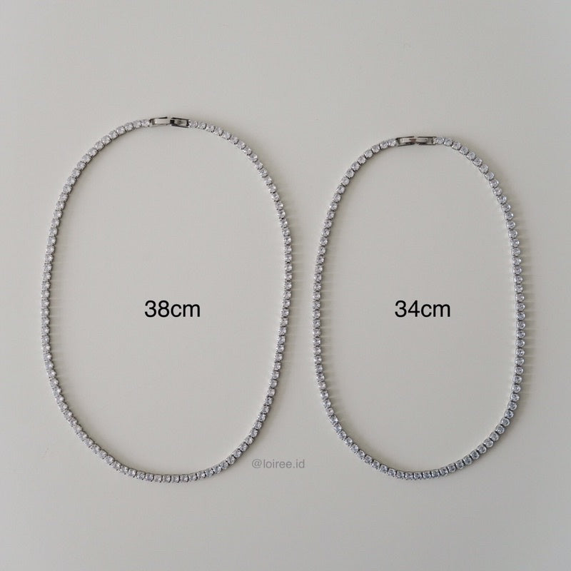 ANGELINE Zirconia Tennis 3mm Necklace - Gold Plated
