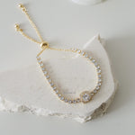 PATRICIA Adjustable Bracelet - Gold Plated Zirconia Adjustable Bridal Bracelet - Gelang Wanita