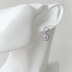 JILL | Wedding Collection - Zirconia Round Halo Drop Stud Earrings - Anting Tusuk Bridal Wanita