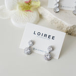 JILL | Wedding Collection - Zirconia Round Halo Drop Stud Earrings - Anting Tusuk Bridal Wanita
