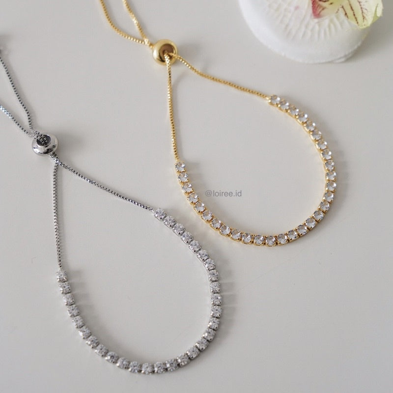 KATHRYN Zirconia Adjustable Listring Bracelet - Gold Plated
